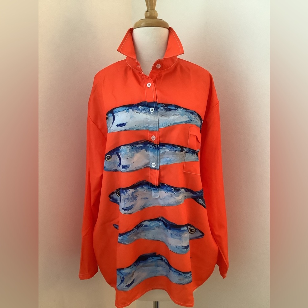 FISH GRAPHIC BLOUSE-BRAND NEW